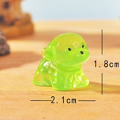 Желто-Зеленый Статуэтки собак из светящейся смолы для украшения рабочего стола автомобиля, светящиеся в темноте украшения, желто-зеленый, 18x21 мм