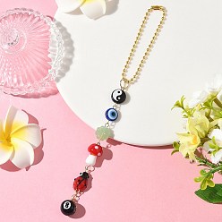 Разноцветный Бусины ручной работы в виде грибов и сглаза, а также акриловые подвесные украшения, с железными цепочками, красочный, 179 мм