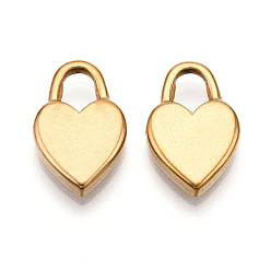 Настоящее золото 18K 304 подвески из нержавеющей стали, ионное покрытие (ip), подвеска в виде замка в виде сердца, реальный 18 k позолоченный, 17x11x3 мм, отверстие : 6x4 мм
