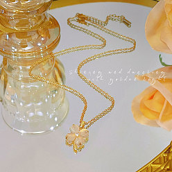 Мокасин Ожерелья с подвесками из сплава и клевера кошачий глаз, с кристально горный хрусталь, золотые, мокасин, 17.72 дюйм (45 см)