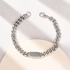Нержавеющая Сталь Цвет 667 из нержавеющей стали овальные браслеты ссылка, браслеты-цепочки кубинского плетения с витым узором для женщин и мужчин, цвет нержавеющей стали, 7.87~7.95 дюйм (20~20.2 см)