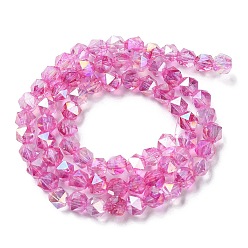 Camellia Transparent Electroplate Glass Beads Strands, Faceted, Polygon, AB Color Plated, Camellia, 5.5mm, Hole: 1.2mm, about 70pcs/strand, 14.84 inch(37.7cm)
