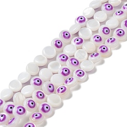 Сине-фиолетовый Нити бусин из натуральной пресноводной эмали, плоские круглые с сглаза, синий фиолетовый, 6x3 мм, отверстие : 0.5 мм, около 62~65 шт / нитка, 14.37''~14.96'' (36.5~38 см)