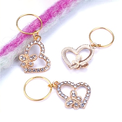 Бабочка Бусины из дредов из сплава со стразами, плетение подвески для волос украшения зажимы, бабочка, 20x16x2 мм