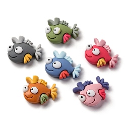 Fish Тема морских организмов непрозрачная смола декоден кабошоны, разноцветные, рыба, 20~27x21~26x7~9 мм