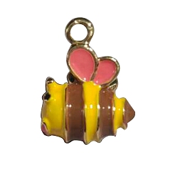 Золотистый Сплав эмали прелести, очарование пчел, золотые, золотые, 14x11x10 мм, отверстие : 1.5 мм