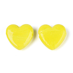 Желтый Бусины лэмпворк , сердце, желтые, 18.5~19.5x19.5~20x6.5~7.5 мм, отверстие : 1.2~1.6 мм