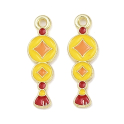 Другие Подвески из эмалевого сплава на Новый год, золотые, медные монеты, 25x8x1.5 мм, отверстие : 1.8 мм