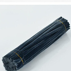 Prussian Blue DIY Plush Sticks, with Iron Core, Pipe Cleaners, Kid Craft Material, Prussian Blue, 295x6mm, 100pcs/set