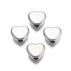 Платина CCB пластиковые шарики, для изготовления ювелирных изделий DIY, сердце, платина, 8x9x4 мм, отверстие : 2 мм