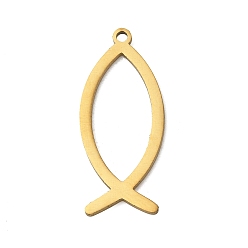Oro 201 colgantes de acero inoxidable, encantos de pescado, separar, dorado, 27x12x1 mm, agujero: 1.5 mm