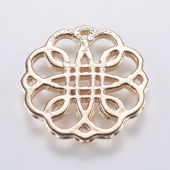 Light Gold Латунь филигрань столяры ссылки, долговечный, без свинца и без кадмия, цветок, золотой свет, 21x1.5 мм, отверстие : 0.5 мм