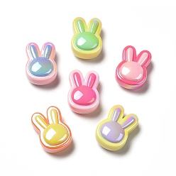 Mixed Color Two Tone UV Plating Rainbow Iridescent Acrylic Beads, Rabbit, Mixed Color, 23.5x17x10.5mm, Hole: 3.5mm