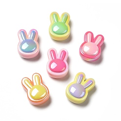Mixed Color Two Tone UV Plating Rainbow Iridescent Acrylic Beads, Rabbit, Mixed Color, 23.5x17x10.5mm, Hole: 3.5mm