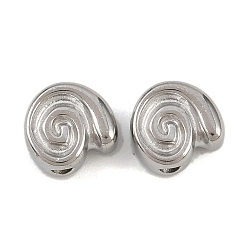 Нержавеющая Сталь Цвет 304 из нержавеющей стали бусы, форма раковины, без свинца, без кадмии и без никеля, цвет нержавеющей стали, 7.5x7.5x4 мм, отверстие : 1.6 мм