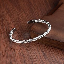 Бамбук Браслеты-манжеты из сплава для женщин и мужчин, античное серебро, бамбук, 3.35 дюйм (8.5 см)