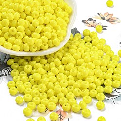 Yellow Imitation Jade Glass Seed Beads, Luster, Baking Paint, Round, Yellow, 5.5x3.5mm, Hole: 1.5mm