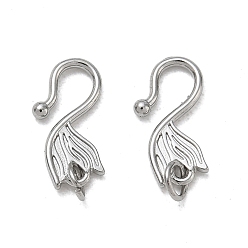 Stainless Steel Color 304 Stainless Steel S-Hook Clasps, Tulip, Stainless Steel Color, 13x8x2mm, Hole: 3mm