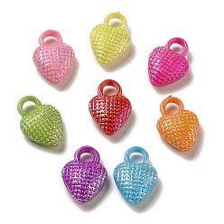 Mixed Color Plating Opaque Acrylic Pendant, AB Color, Heart, Mixed Color, 16.5x11x5mm, Hole: 3.5mm, 1219pcs/500g