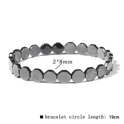 Шестиугольник Браслеты из синтетических немагнитных гематитовых бусин для мужчин, шестиугольник, 7.48 дюйм (19 см)