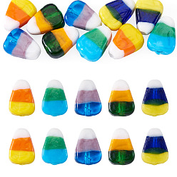 Mixed Color 10Pcs 5 Colors Handmade Lampwork Beads, Corn, Mixed Color, 18x13x7mm, Hole: 1.4mm, 2pcs/color