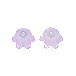 Mixed Color 6-Petal Imitation Jelly Acrylic Bead Caps, AB Color Plated, Flower, Mixed Color, 11.5x10.5x8.5mm, Hole: 1.4mm, about 2100pcs/500g