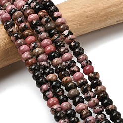 Родонит Природные родонит бисер нитей, рондель, 6.5~7x4~4.5 мм, отверстие : 0.8 мм, около 89 шт / нитка, 15.35'' (39 см)