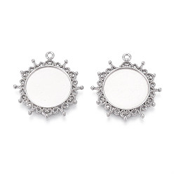 Нержавеющая Сталь Цвет Не тускнеет 304 подвеска из нержавеющей стали кабошон, плоско-круглые, цвет нержавеющей стали, лоток : 20~20.5 мм, 34x32.5x2.5 мм, отверстие : 1.8~2 мм