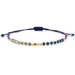 Синий Богемские стеклянные и латунные плетеные браслеты из бусин, плетеные браслеты из нейлонового шнура для женщин, синие, 11.02 дюйм (28 см)