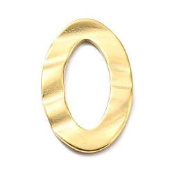 Real 14K Gold Plated 304 Stainless Steel Linking Rings, Wavy, Oval, Real 14K Gold Plated, 25.5x15x1.5mm, Inner Diameter: 17.5x7.5mm