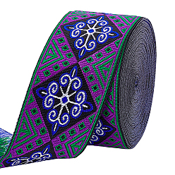 Фиолетовый Винтажная жаккардовая лента из полиэстера с шестиугольным узором, плетеная лента с вышивкой, для аксессуаров для одежды, фиолетовые, 1-7/8 дюйм (48 мм), около 7.66 ярдов (7 м) / шт