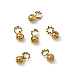 Настоящее золото 18K 304 подвески из нержавеющей стали, круглый шарм, ионное покрытие (ip), долговечный, стойки покрытие, реальный 18 k позолоченный, 6x3 мм, отверстие : 1.5 мм