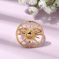 Золотой Полые солнечные кольца 304 открытые кольца-манжеты из нержавеющей стали для женщин, золотые, размер США 7 1/2 (17.7 мм)