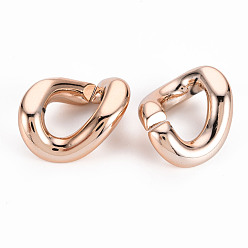 Розовое Золото Уф покрытие АБС-пластик соединительные кольца, разъемы для быстрой связи, для изготовления бордюрных цепей, несварные, твист, розовое золото , 32.5x25x12 мм, внутренний диаметр: 19x11.5 мм