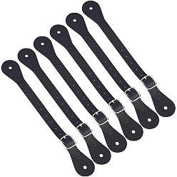 Черный 6 шт. ремни для шпор из искусственной кожи, регулируемые лямки для высоких ботинок до бедра, с застежкой из цинкового сплава, для конного снаряжения, чёрные, 25.5x3.2x0.9 см, отверстие : 1.8 мм
