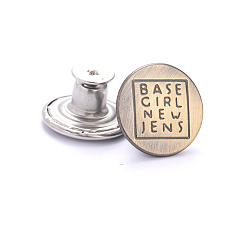 Square Alloy Button Pins for Jeans, Nautical Buttons, Garment Accessories, Round, Square, 17mm