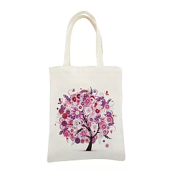 Tree DIY Diamond Painting Handbag Kits, Including Canvas Bag, Resin Rhinestones, Pen, Tray & Glue Clay, Tree, 350x280mm