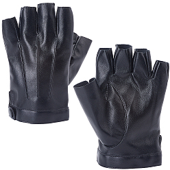 Черный Перчатки из искусственной кожи с полупальцами, чёрные, 155x108x4 мм