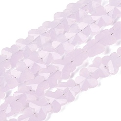 Misty Rose Imitation Jade Glass Beads Strands, Butterfly, Faceted, Misty Rose, 6x8x4~4.5mm, Hole: 0.9~1mm, about 97~102pcs/strand, 22.64~24.61 inch(57.5~62.5cm)