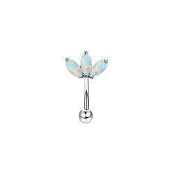 Прозрачный АВ Конский глаз 304 изогнутые кольца для бровей из нержавеющей стали с розовым кубическим цирконием, хрящевые серьги, цвет нержавеющей стали, ясно AB, 8 мм