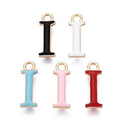 Letter I Стойки обшивки сплава эмали подвески, письмо амулеты, без кадмия, без никеля и без свинца, золотые, Буква "i", 15.5~19.5x5.5~16.5x2.5 мм, отверстие : 1.8~2 мм