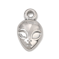 Stainless Steel Color 304 Stainless Steel Pendants, Extra-Terrestrial Charms, Stainless Steel Color, 20x11x3.5mm, Hole: 3mm
