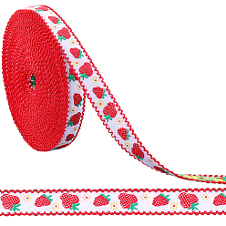 Белый 10 ярдов полиамидной ленты, лента с клубничным узором, для подарка украшения, белые, 5/8 дюйм (15 мм)