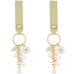 Light Gold 2шт. брелок-подвеска в виде сакуры из эмалевого сплава, ремешок на запястье из искусственной кожи, ландыш с кисточкой, золотой свет, 168 мм