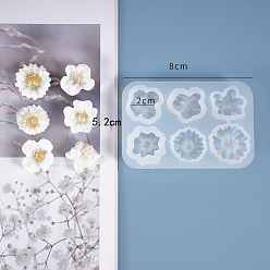 White DIY Silicone Molds, Resin Casting Molds, For UV Resin, Epoxy Resin Jewelry Making, Fondant Molds, Flower, White, 55x80x10mm