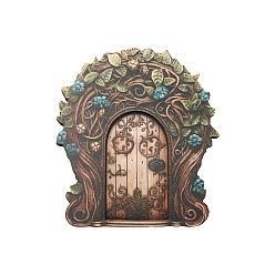 Верблюжий Украшения для деревянных дверей, миниатюрная волшебная дверь на елку, для дома, садовые украшения, створчатая дверь, верблюжие, 100x85 мм