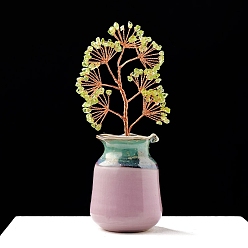 Перидот Натуральный перидот и керамические украшения, для домашнего офисного стола, счастливое дерево, 160~170 мм