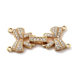 Настоящее золото 18K Латунное микропейв, прозрачный кубический цирконий, складные застежки, бантом, реальный 18 k позолоченный, 33.5x13x5 мм, отверстие : 1.2 мм
