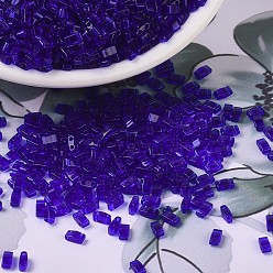 (HTL151) Прозрачный Кобальтовый Миюки половина бусины тила, японский бисер, 2 отверстие, (htl 151) прозрачный кобальт, 5x2.3x1.9 мм, отверстие : 0.8 мм, Около 1250 шт / 50 г