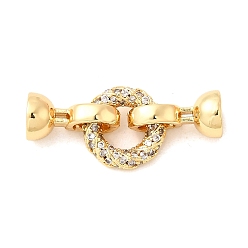 Настоящее золото 18K Латунное микропейв, прозрачный кубический цирконий, складные застежки, закрутить круглое кольцо, реальный 18 k позолоченный, 32.5 мм
